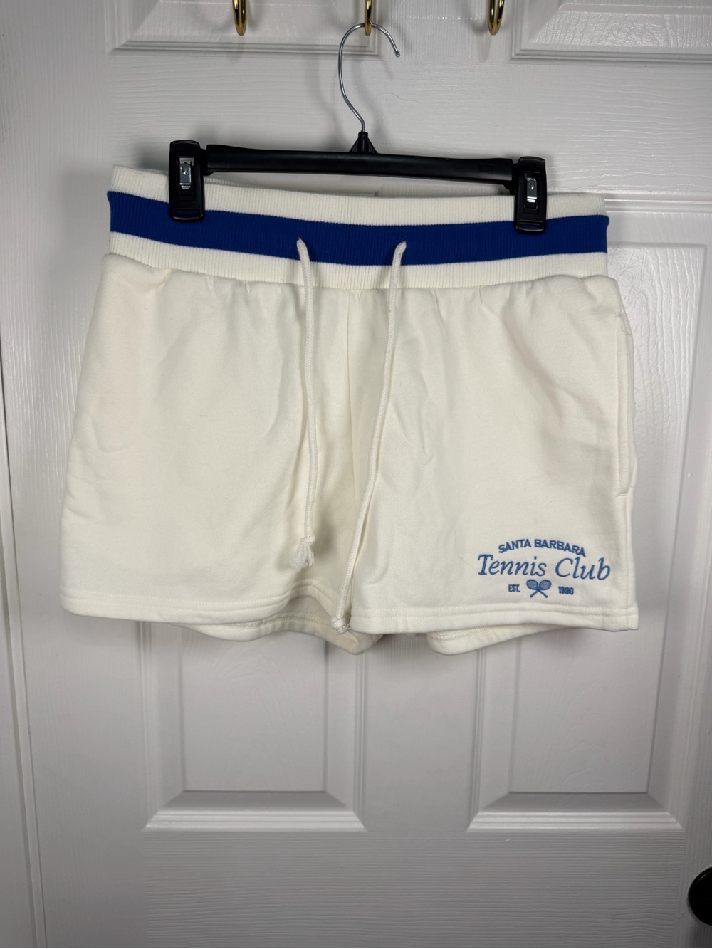 Tennis Club Women's White & Blue Athletic Shorts